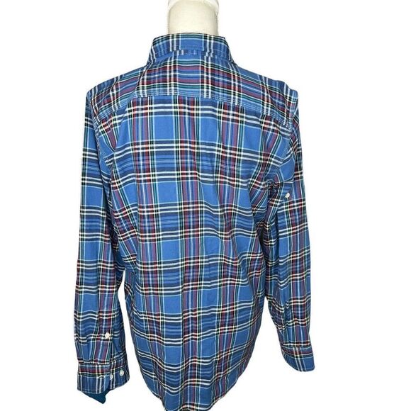 Lauren Ralph Lauren Jeans Blue Plaid Button Front Shirt Top Size LARGE - Picture 4 of 5